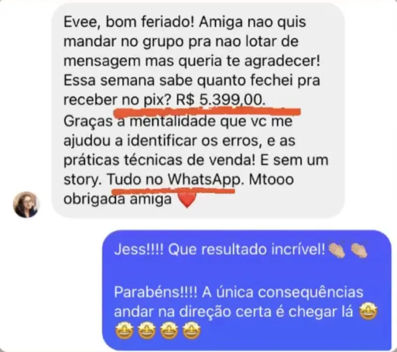 Depoimento 1 — aluna do Venda para Ser Rica