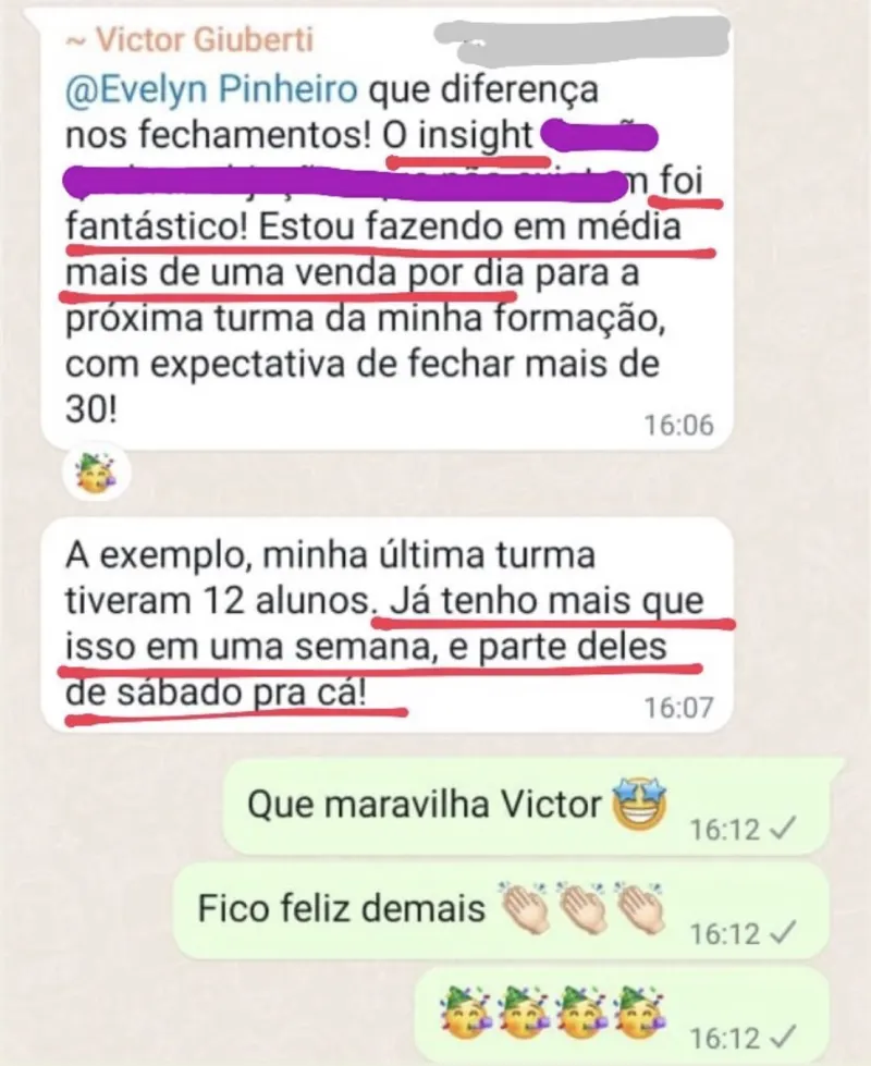 Depoimento 3 — aluna do Venda para Ser Rica