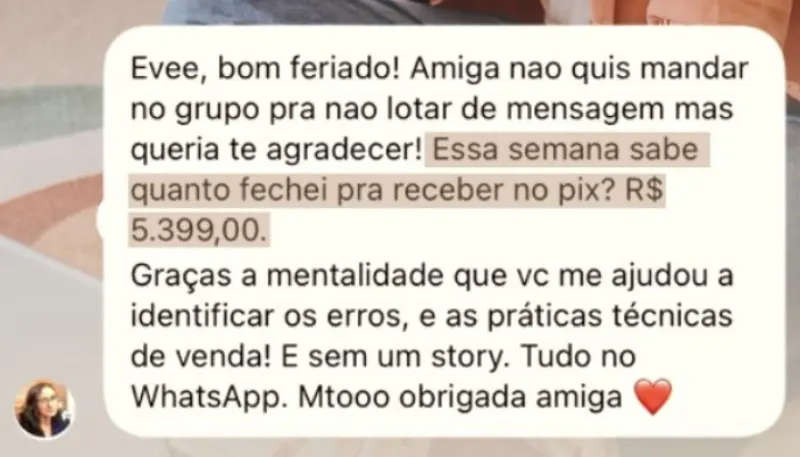 Depoimento 4 — aluna do Venda para Ser Rica