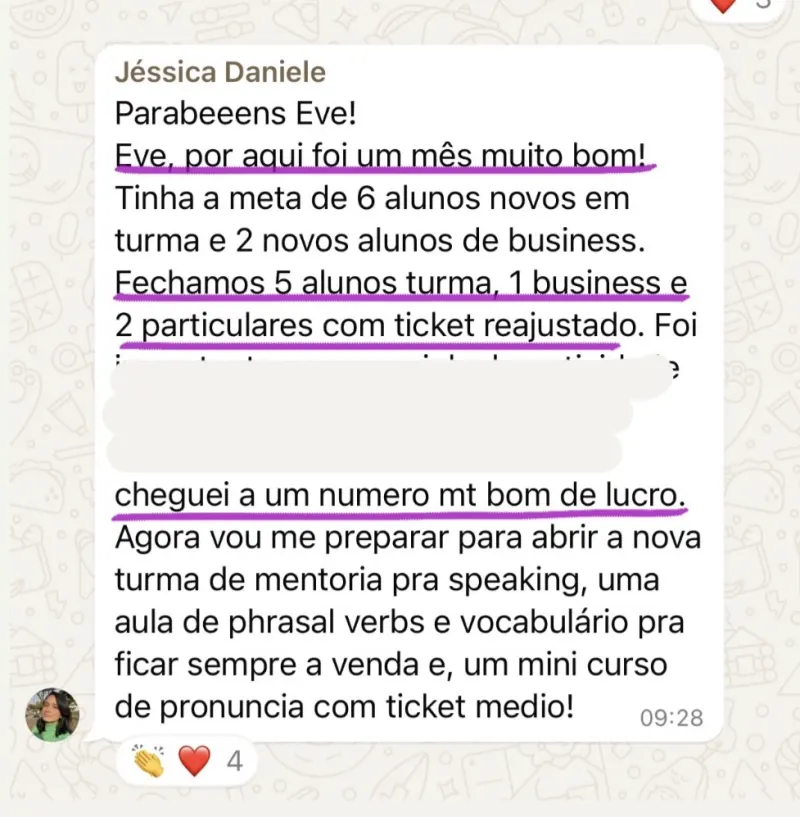 Depoimento 8 — aluna do Venda para Ser Rica